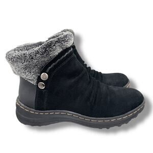 Baretraps Alick suede leather boots women's 6 faux fur lined zip ankle booties